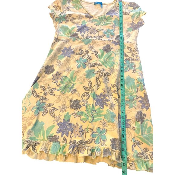 Fresh Produce Yellow Floral A-Line Dress With Ruffle Hem V-Neck Short Sleeves 10 - Picture 7 of 7